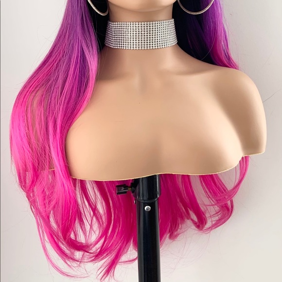 Very Pretty 26” Pink Fuchsia Wig with Bangs for Events or Daily Wear - Picture 7 of 11